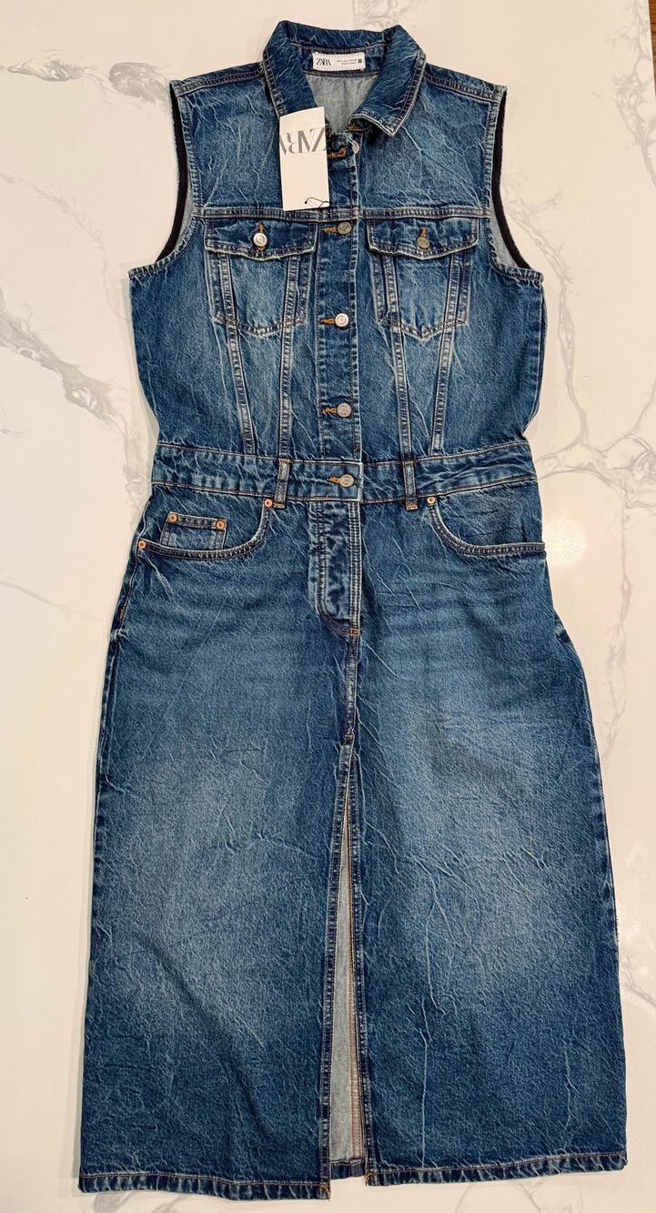 Zara Blue Denim Midi Dress